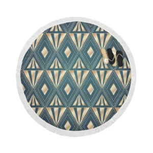 Elegant Art Deco Gradient Pattern Round Beach Towel