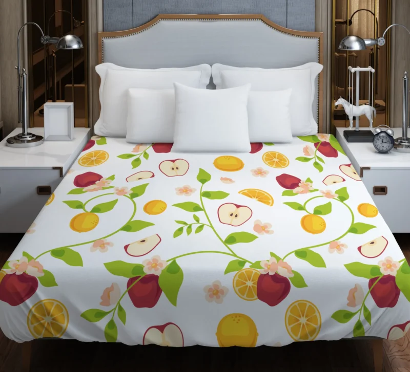 Elegant Botanical Fruit Pattern Duvet Cover