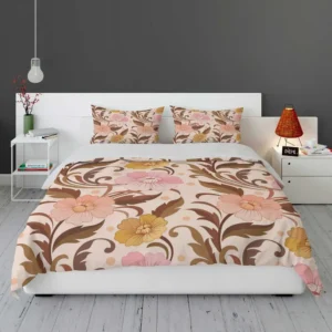 Elegant Flowers Design In Vintage Color Pattern Bedding Set 1