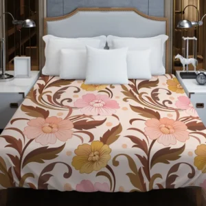Elegant Flowers Design In Vintage Color Pattern Duvet Cover