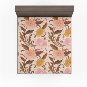 Elegant Flowers Design In Vintage Color Pattern Fitted Sheet