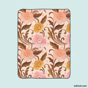 Elegant Flowers Design In Vintage Color Pattern Fleece Blanket 1