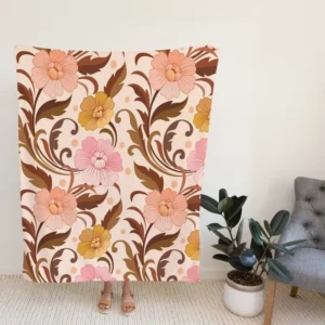 Elegant Flowers Design In Vintage Color Pattern Fleece Blanket