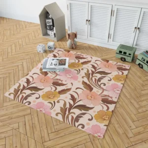 Elegant Flowers Design In Vintage Color Pattern Rug 1
