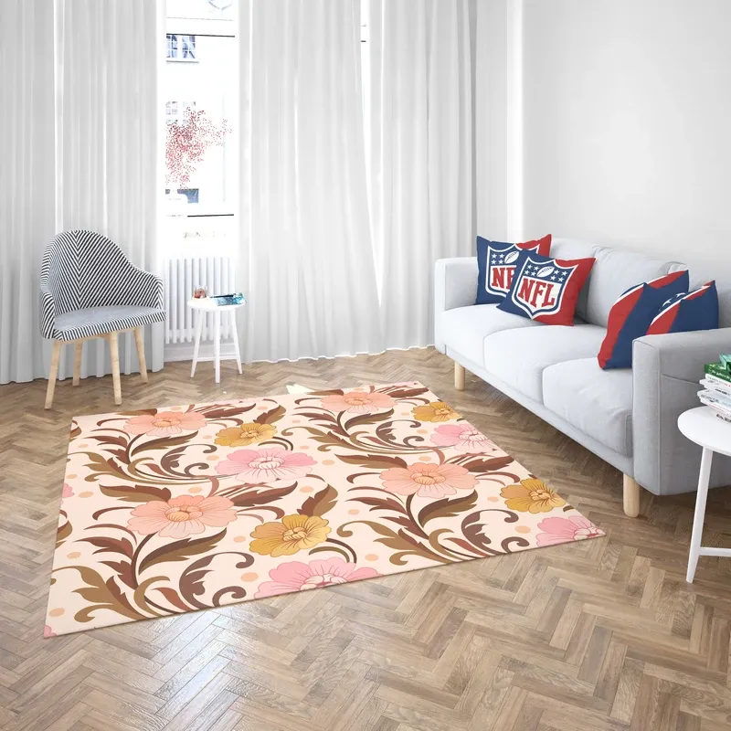Elegant Flowers Design In Vintage Color Pattern Rug 2