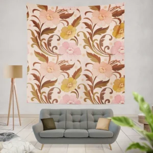 Elegant Flowers Design In Vintage Color Pattern Wall Tapestry