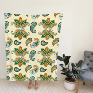 Elegant Hand Drawn Paisley Batik Fleece Blanket