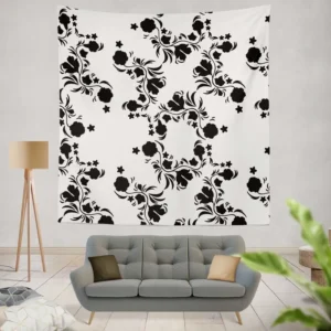 Ethno Pattern Boho Floral Design Wall Tapestry