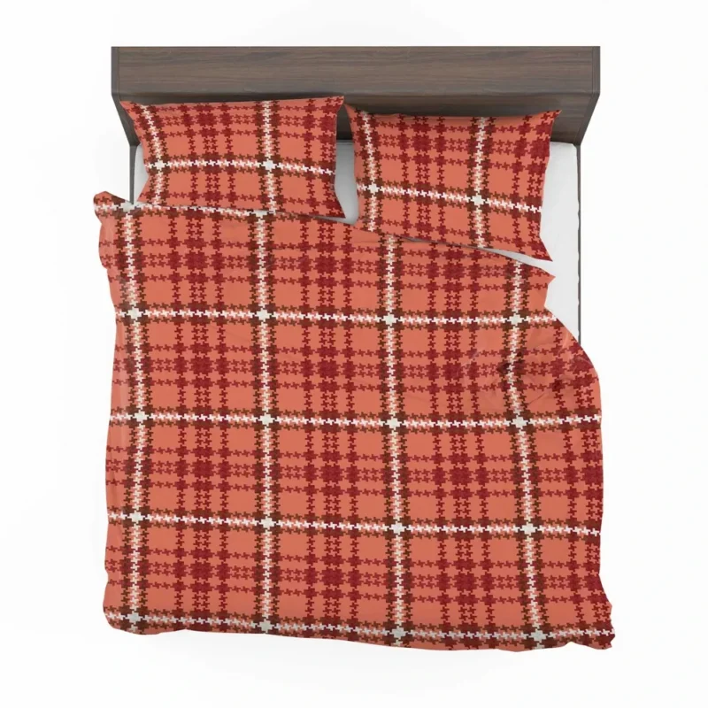 Faded Red Ambesonne Plaid Pattern Bedding Set 2