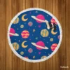 Fantasy Planet Saturn Pattern Round Beach Towel
