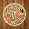 Floral Doodle Design Round Beach Towel