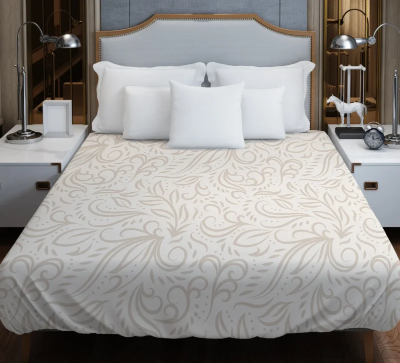 Floral Line Art Flat Design on Watusi Pink Duvet Cover