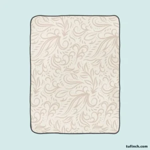 Floral Line Art Flat Design on Watusi Pink Fleece Blanket 1