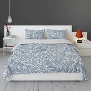 Floral Pattern on Cerulean Blue Background Bedding Set 1