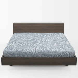 Floral Pattern on Cerulean Blue Background Fitted Sheet 1