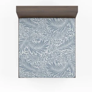 Floral Pattern on Cerulean Blue Background Fitted Sheet