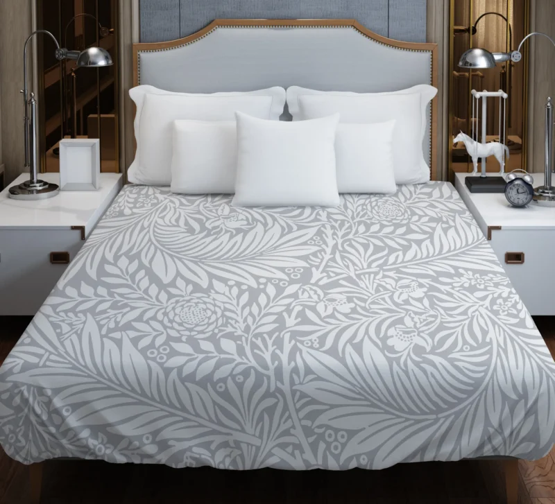 Floral Pattern on Goose Background Duvet Cover