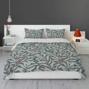 Floral  Pattern on Slate Gray Bedding Set 1