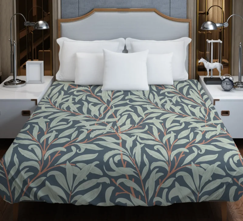 Floral  Pattern on Slate Gray Duvet Cover
