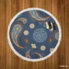Floral Tan Batik Traditional Paisley Round Beach Towel
