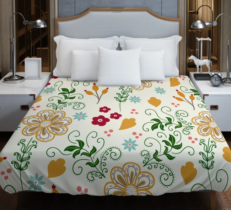 Flower Pattern on Elegant Texture Duvet Cover