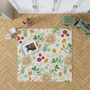 Flower Pattern on Elegant Texture Rug