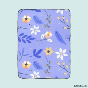 Flowers Light Blue Pastel Color Background Fleece Blanket 1