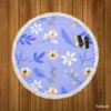 Flowers Light Blue Pastel Color Background Round Beach Towel