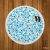 Folk Weave Lines Ornament Pattern Round Beach Towel