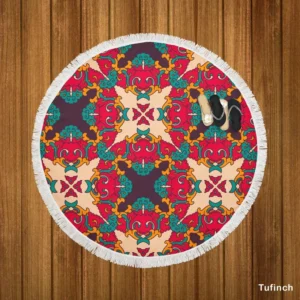 Geometric Design Pattern Round Beach Towel