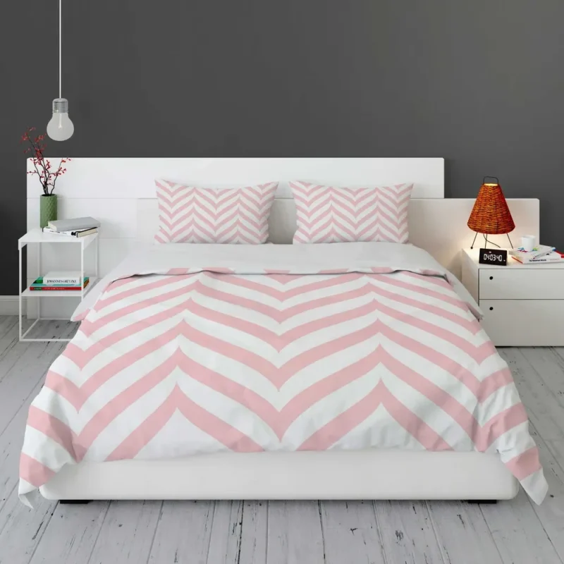 Geometric Ornament With Pink Stripes Bedding Set 1