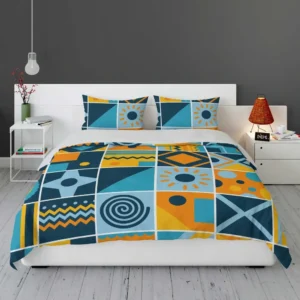 Geometrics Blue Yellow Design Bedding Set 1