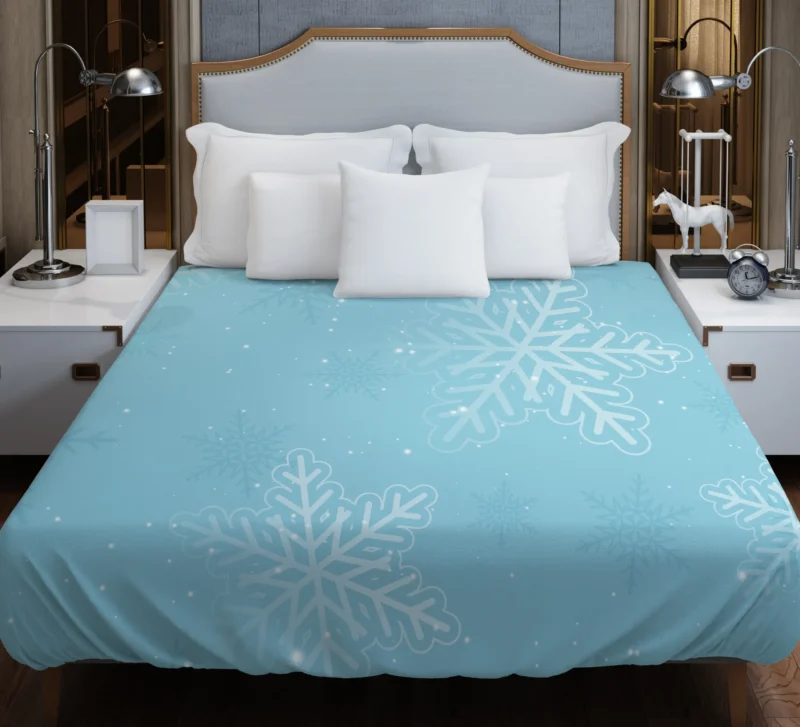 Glowing Snowflake Dendrites Pattern Duvet Cover
