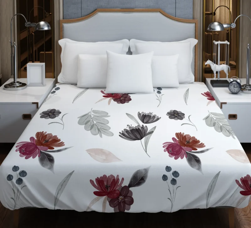 Gothic Watercolor Floral Pattern Duvet Cover
