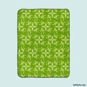 Green Batik Floral Design Fleece Blanket 1