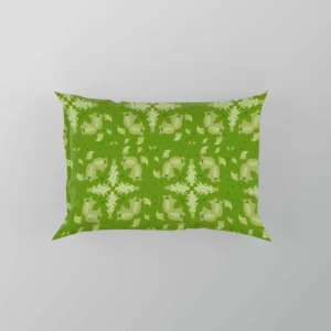 Green Batik Floral Design Pillow Case