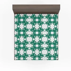 Green Floral Geometric Pattern Fitted Sheet