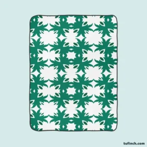 Green Floral Geometric Pattern Fleece Blanket 1