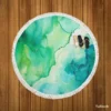 Green Ink Fluid Art Design Round Beach Towel