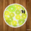 Green Leaves Floral Shape Concept Round Beach Towel