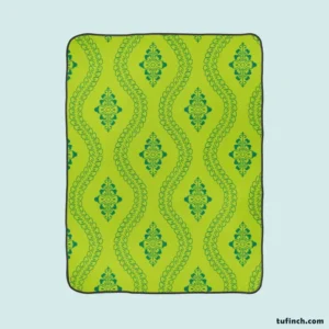 Green Thai Floral Design Fleece Blanket 1