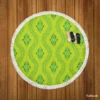 Green Thai Floral Design Round Beach Towel