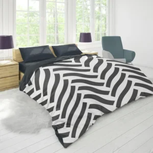 Grey Herringbone Wavy Chevron Duvet Cover 1