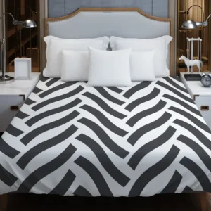 Grey Herringbone Wavy Chevron Duvet Cover