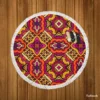 Gypsy Ethnic Floral Pattern With Doodle Design Round Beach Towel