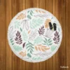 Hand Drawn Abstract Leaves Pattern Round Beach Towel