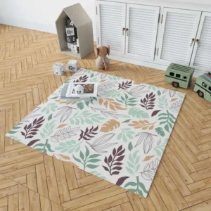 Hand Drawn Abstract Leaves Pattern Rug 1