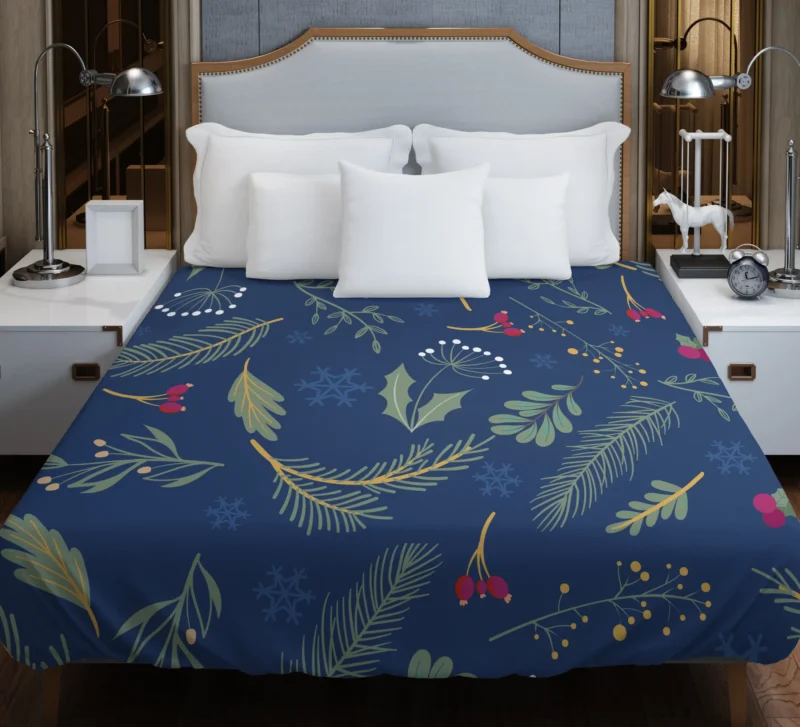 Hand Drawn Dark Sea Blue Pattern Duvet Cover