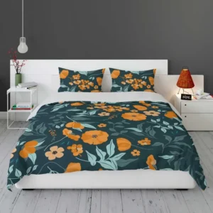 Hand Drawn Floral Pattern in Peach Tones Bedding Set 1