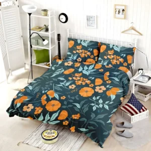 Hand Drawn Floral Pattern in Peach Tones Bedding Set